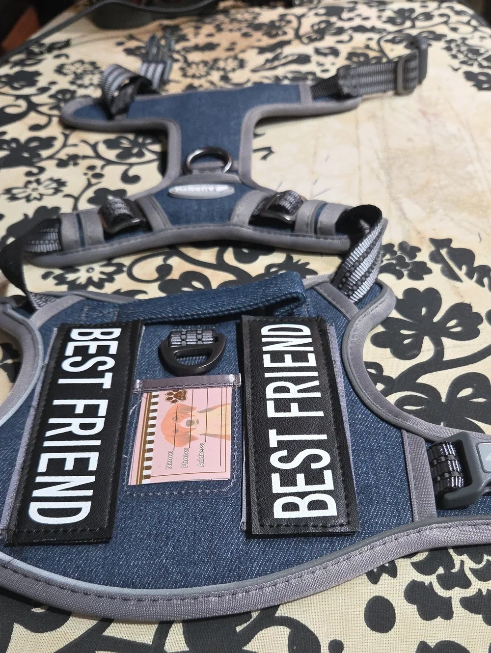 Best Friend Denim Dog Harness - Navy Blue